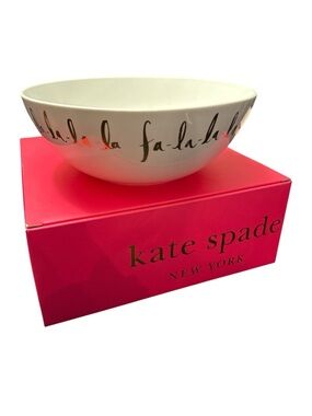 Kate Spade Christmas Holiday Arbor Village 9” Round Serving Bowl Fa La La NWT